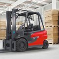 Linde E35/600H Heavy-Duty Electric Pneumatic Forklift in a warehouse