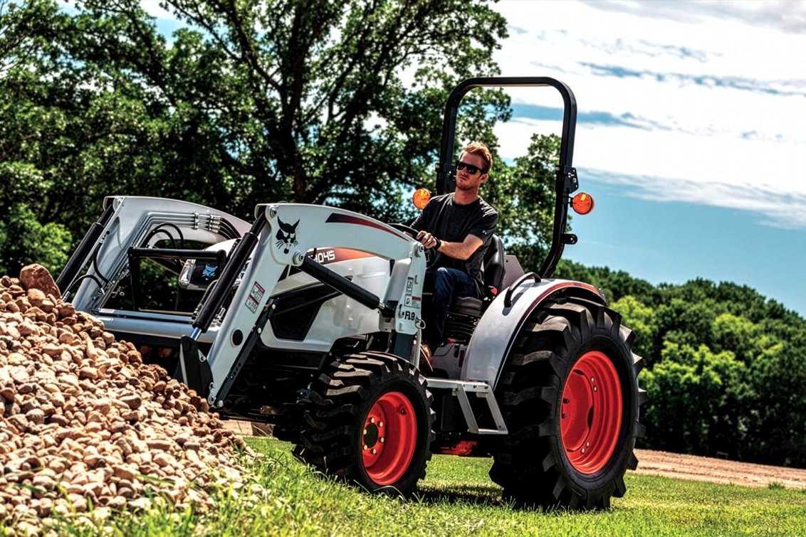 Bobcat CT4045 HST Compact Tractor hauling rocks