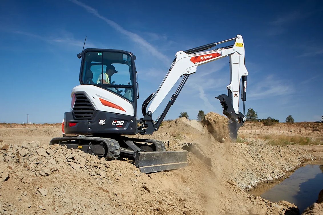 Bobcat E38 Mini Excavator trenching