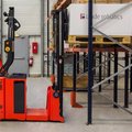 Linde L-MATIC AC Automated Counterbalance Pallet Stacker in warehouse Linde L-MATIC AC Automated Counterbalance Pallet Stacker in warehouse