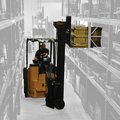 Bendi B40AC Very Narrow Aisle Articulating Forklift in a very narrow warehouse aisle