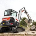 Bobcat E60 Mini Excavator handling scrap concrete