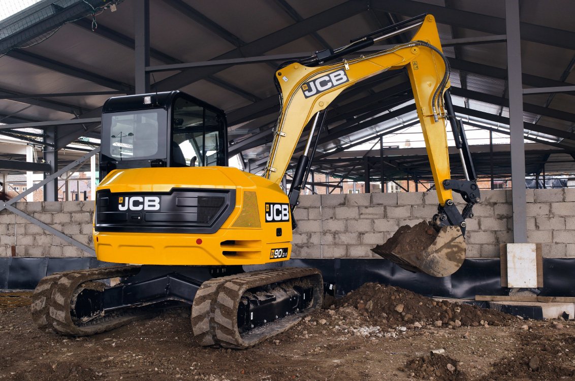 JCB 90Z-2 Mini Excavator digging on a construction site