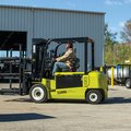 Clark GEX45 Electric Rider Pneumatic Forklift moving overly large freight