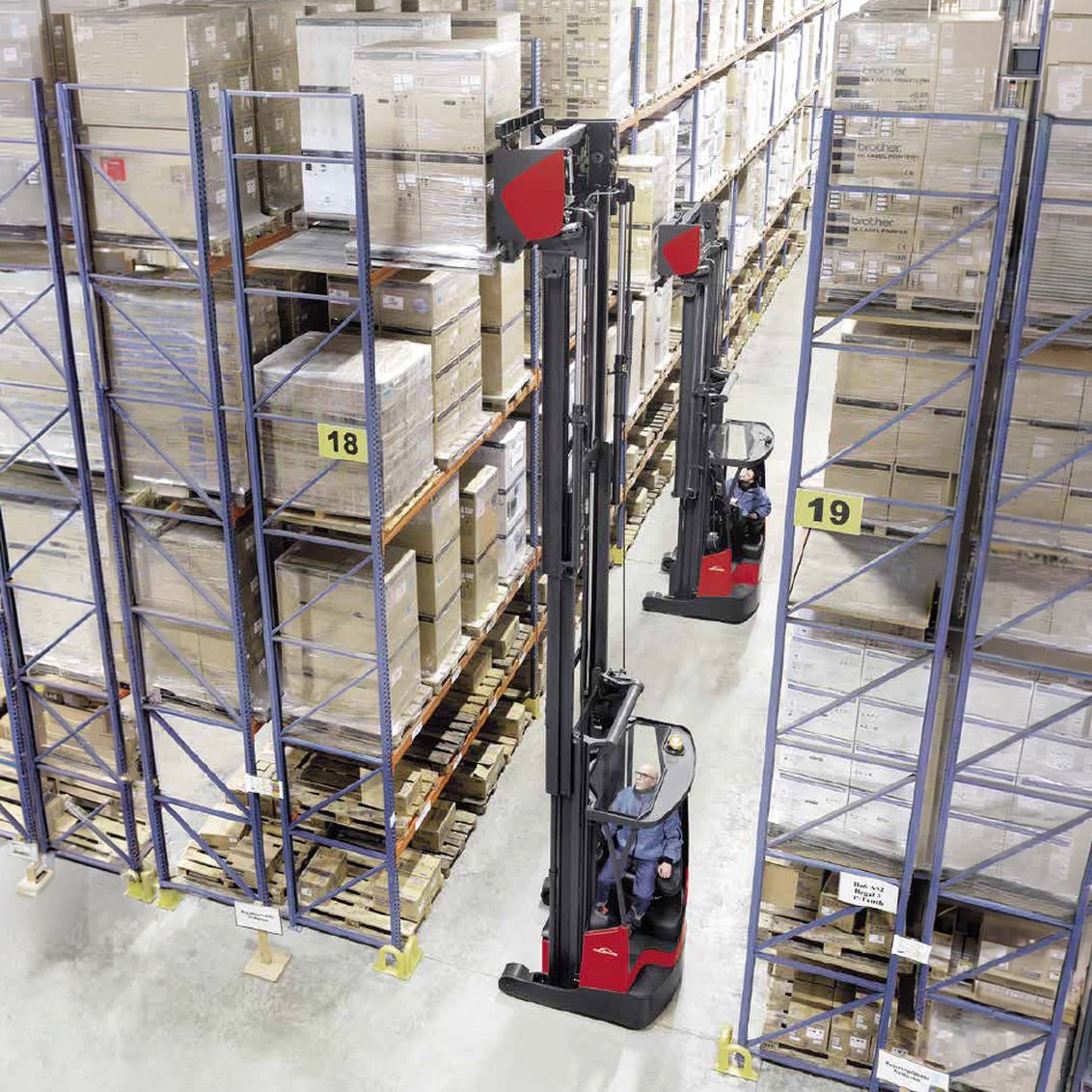 Linde R17X Electric Narrow Aisle Reach Truck in a warehouse