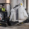 Bobcat E19e Electric Mini Excavator fitting through a narrow door