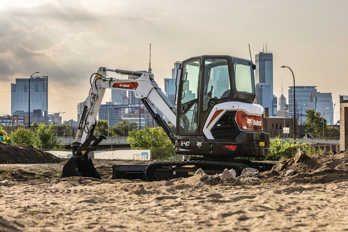 Bobcat E40 Mini Excavator in city construction
