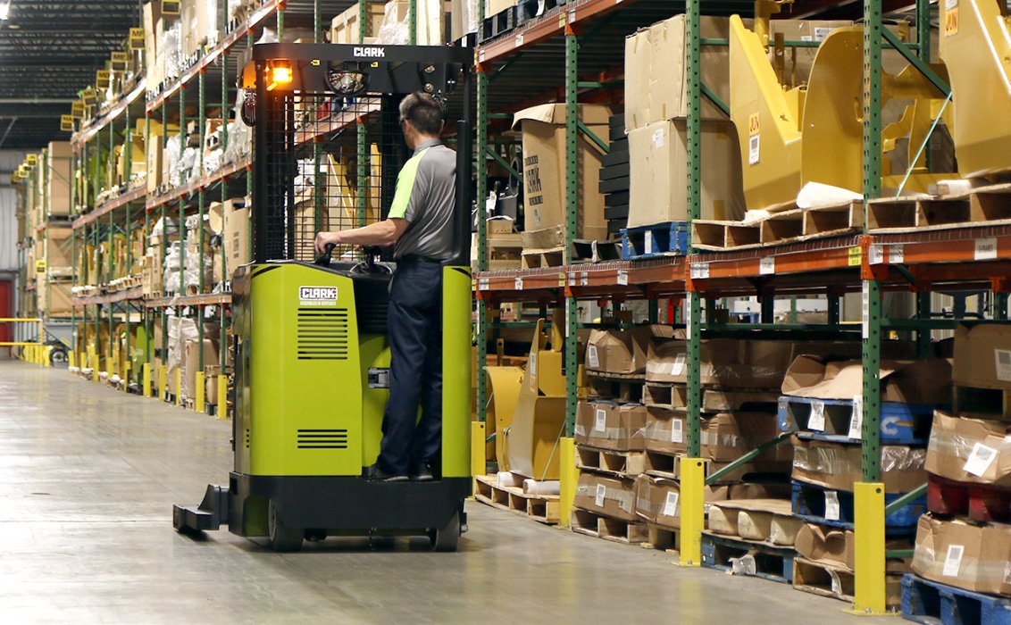 Clark NPX 15D Electric Narrow Aisle Forklift in a warehouse