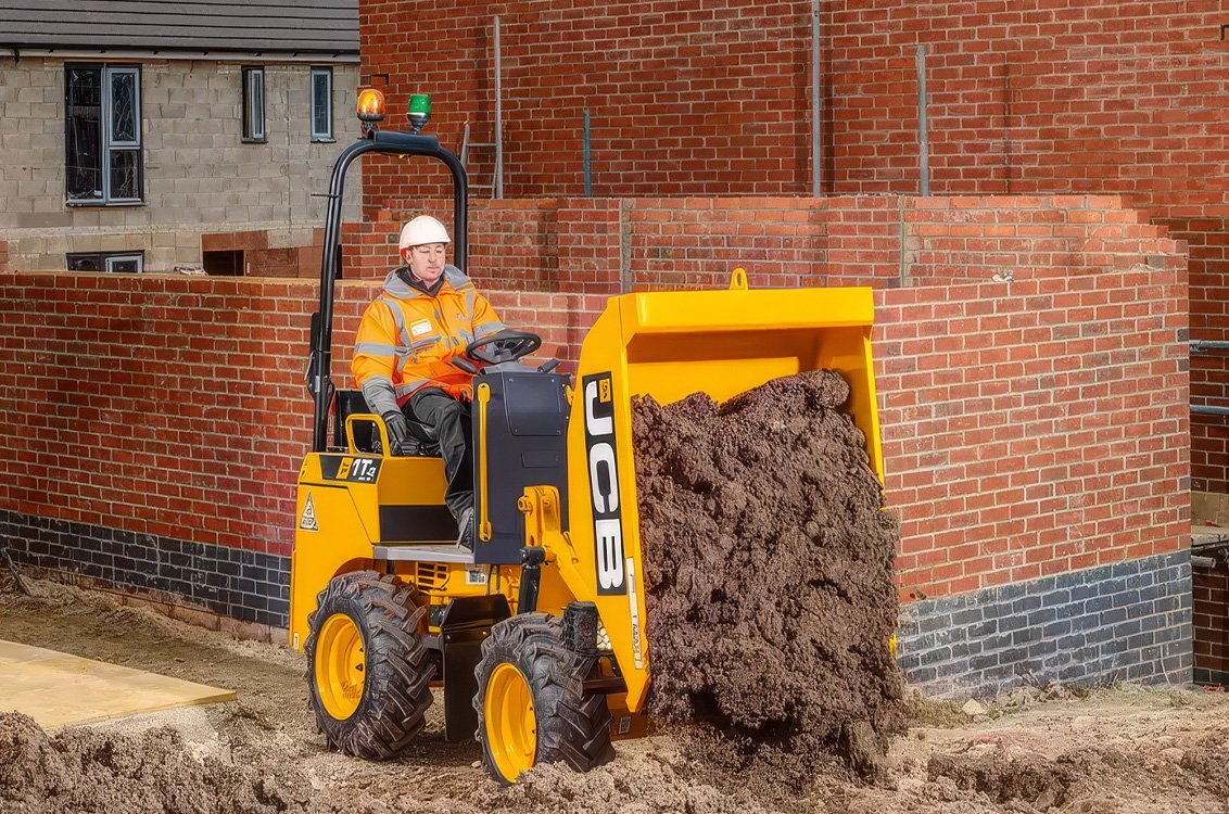 JCB 1T-2 Site Dumper dumping a load of dirt