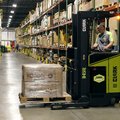Clark NPX 17 Electric Narrow Aisle Forklifts in a warehouse