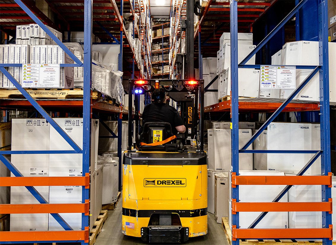 Drexel SLT-30 Narrow Aisle Forklift in warehouse