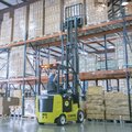 Clark SEC35 Electric Rider Cushion Forklift in a warehouse