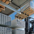 Linde E35 Heavy-Duty Electric Pneumatic Forklift stacking