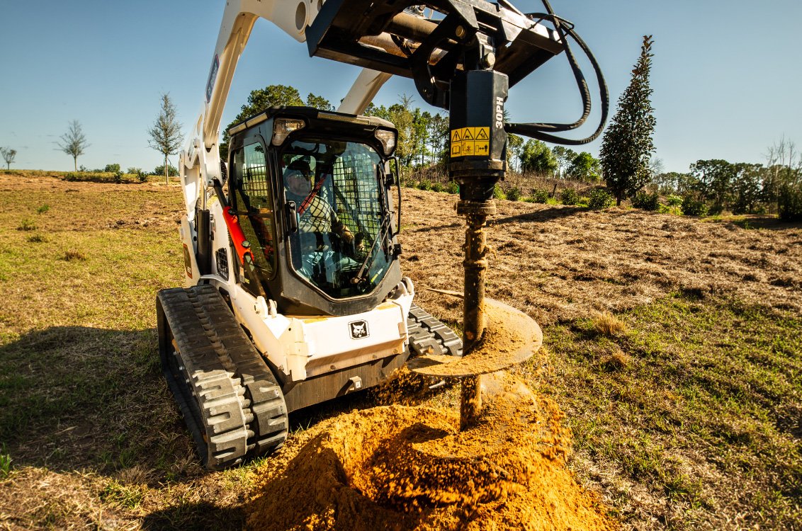 Bobcat T650 Compact Track Loader drilling