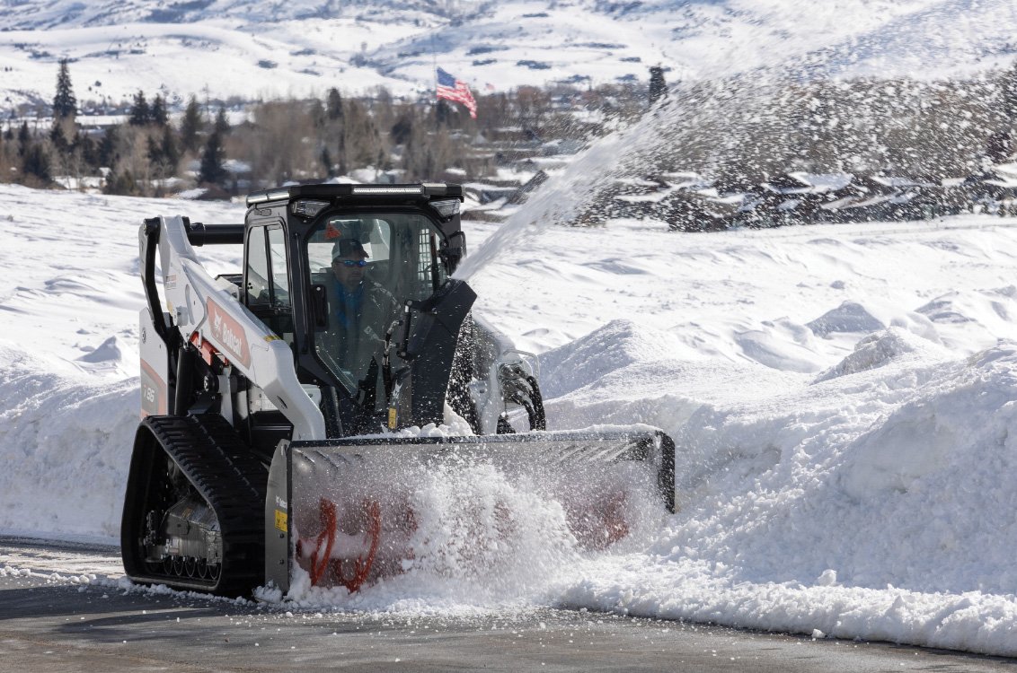 Bobcat T86 Compact Track Loader with snow blower attachment