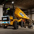 JCB 3TE Electric Site Dumper swivel tipping on indoor jobsite