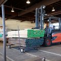 Linde E45/600H Heavy-Duty Electric Pneumatic Forklift on a lumber yard