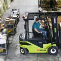 Clark SE30s Electric Rider Pneumatic Forklift in a warehouse