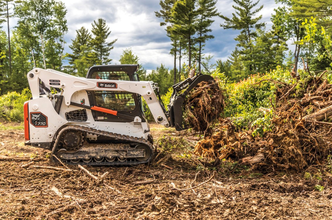 Bobcat T770 Compact Track Loader root grappling