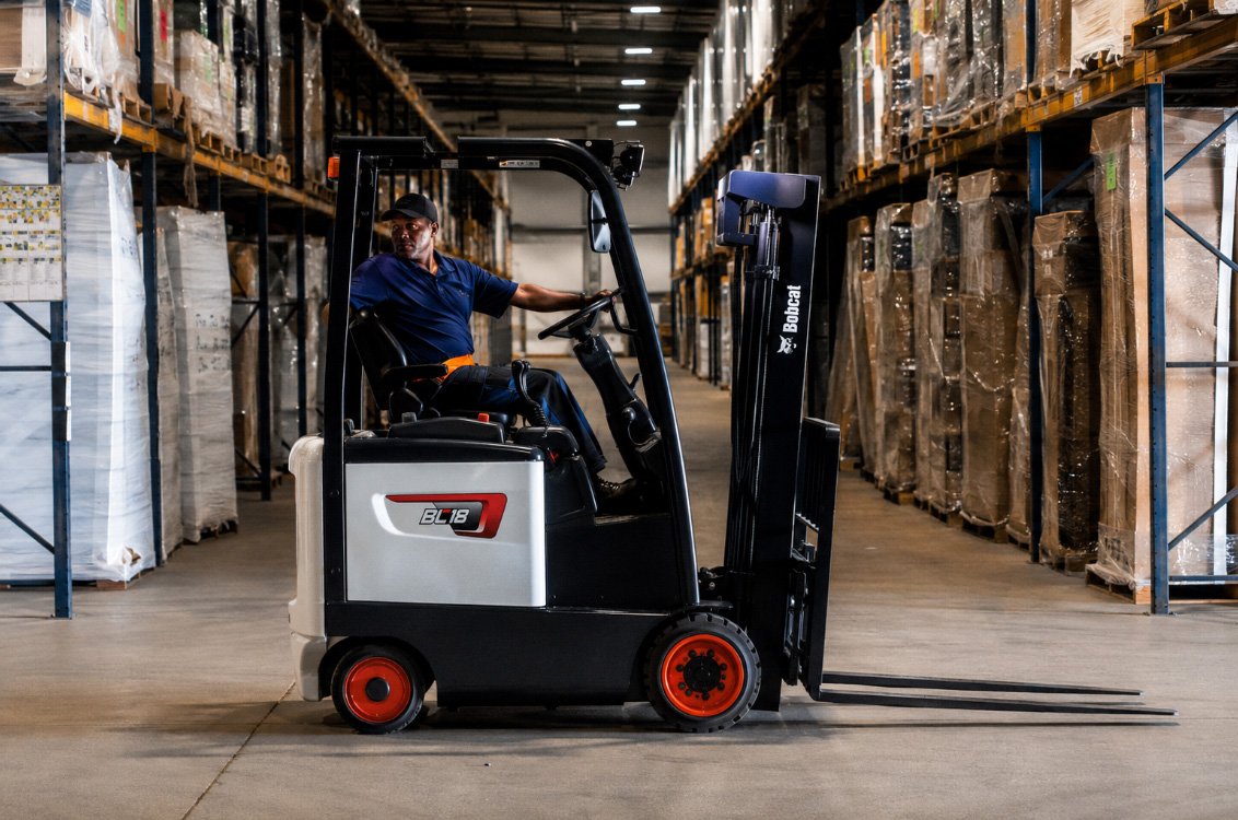 Bobcat BC20SC-5 Electric Cushion Forklift in a warehouse