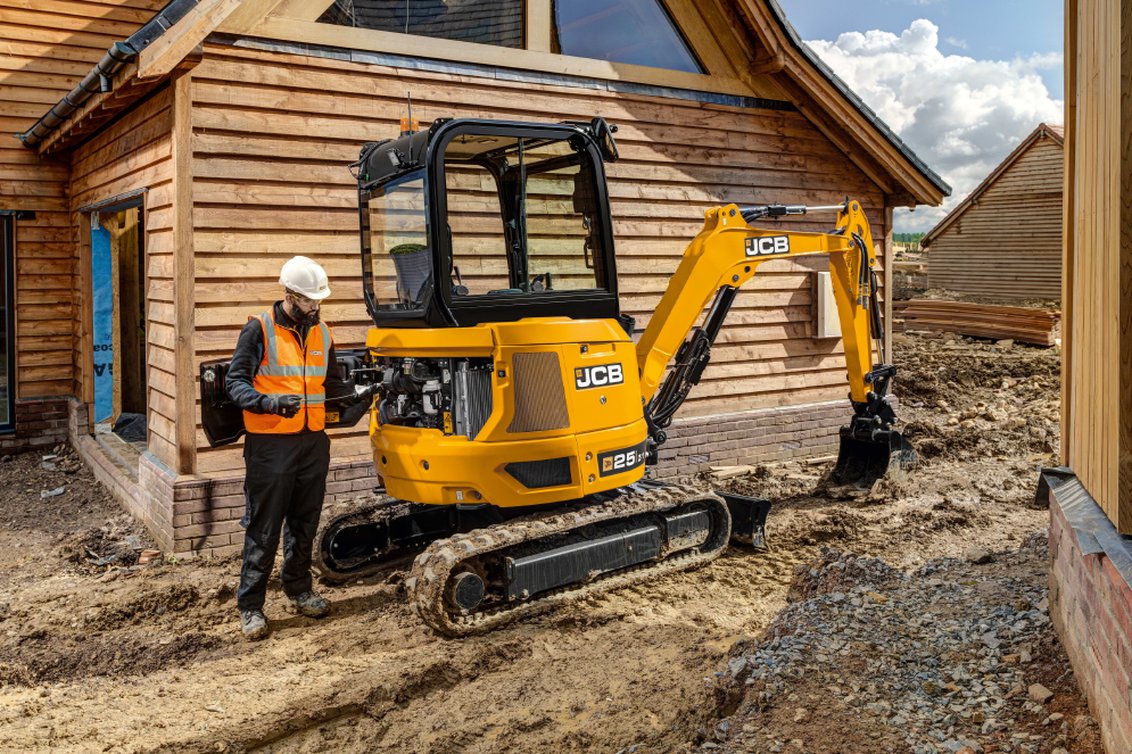 JCB 25Z-1 Mini Excavator on a construction site