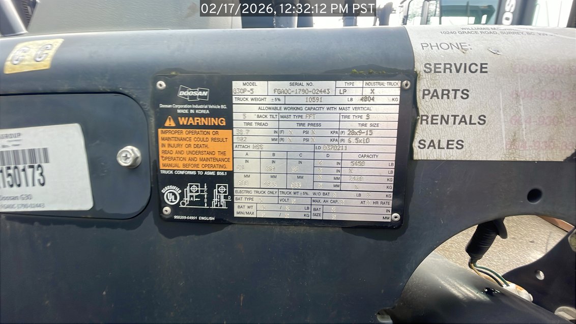 2015 Doosan G30E-5 IC Pneumatic Forklift 