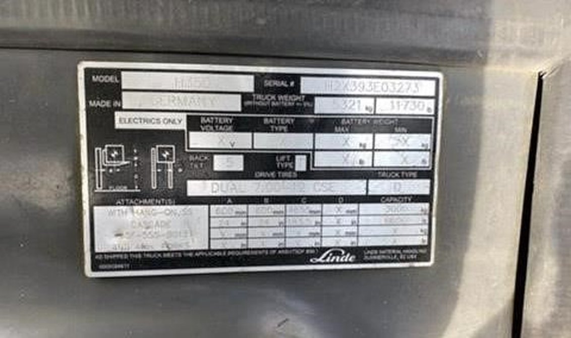 2014 Linde H35 IC Pneumatic Forklift 