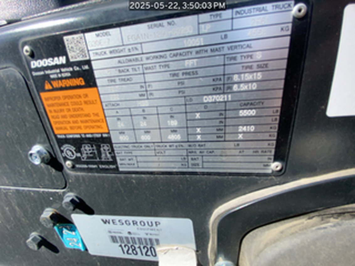 2022 Doosan G30E-5 IC Pneumatic Forklift 