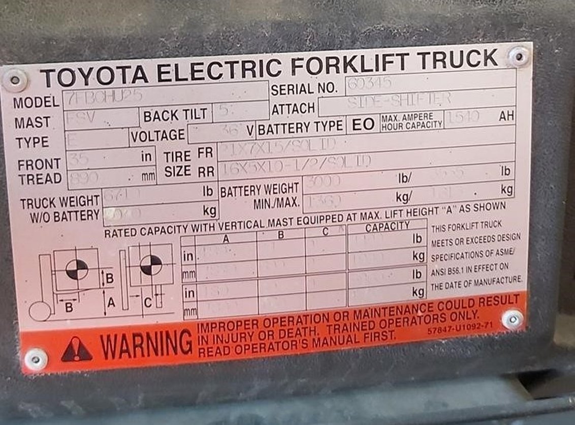 2009 Toyota 7FBCH FORKLIFT - TOYOTA 7FBCU25 - U25 