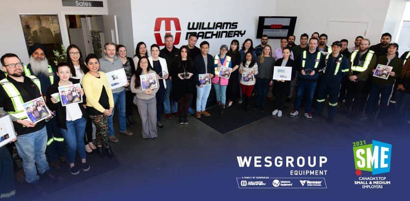 Wesgroup Equipment recognized as one of Canada’s Top Small & Medium Employers 2021