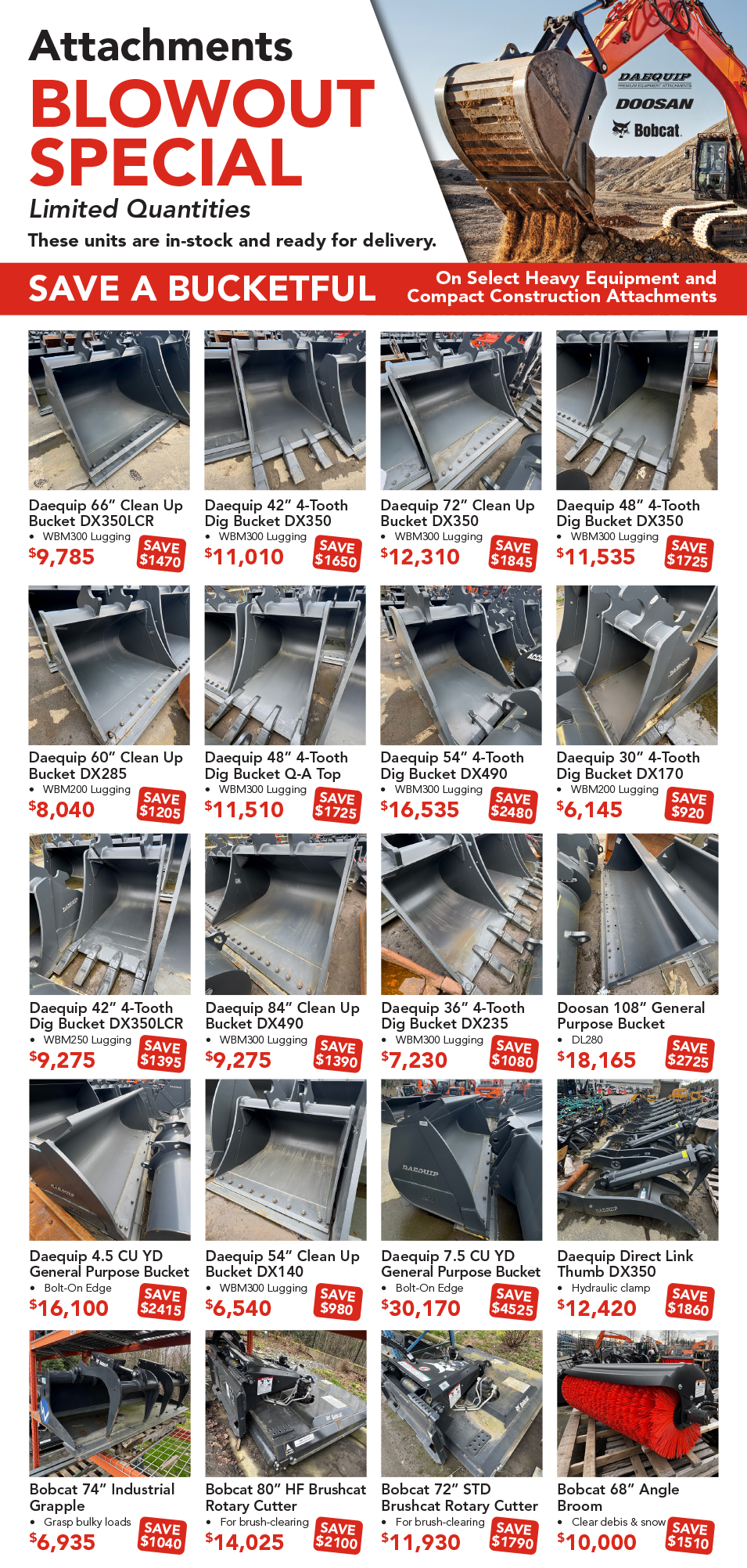 Bucket + Attachments Blowout Flyer WM 2025