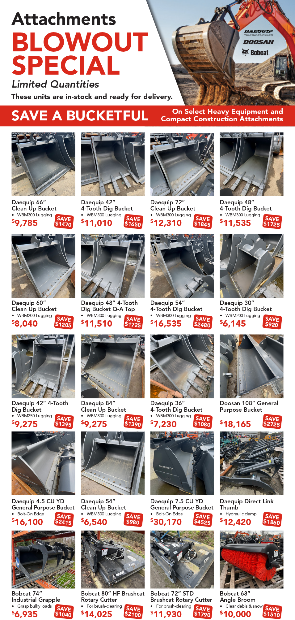 Bucket + Attachments Blowout Flyer WM 2025