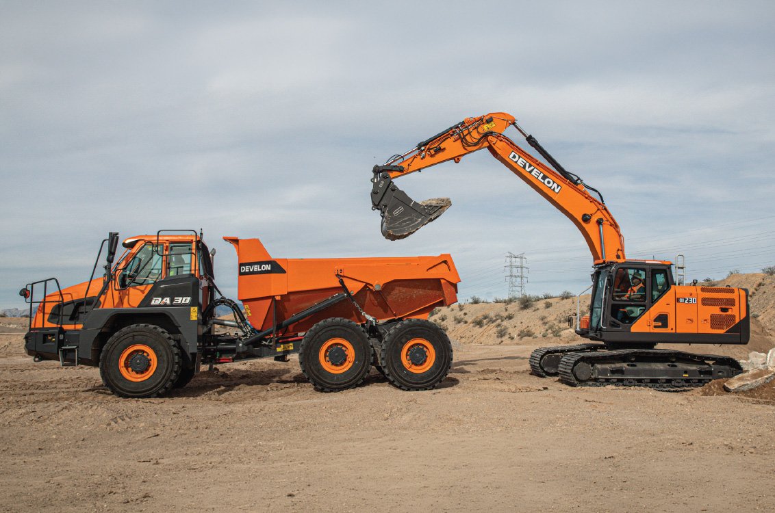 DEVELON DX230 Excavator + DA30 Articulated Loader