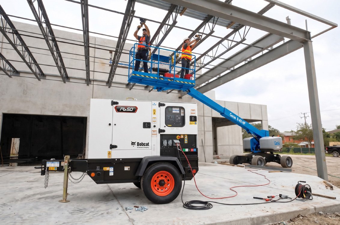 Genie S45 Aerial Lift + Bobcat PG50 Portable Power