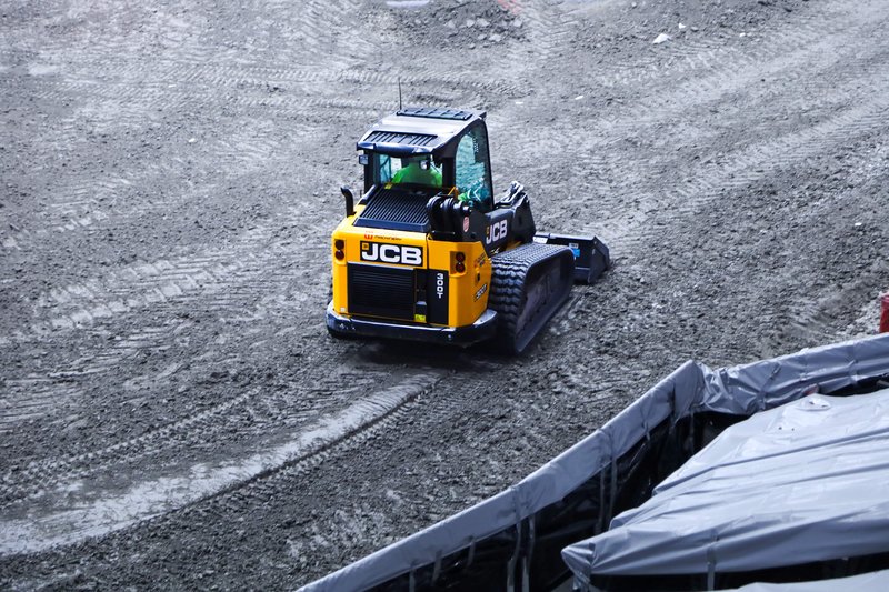 JCB track loader works on Monster Jam Vancouver track