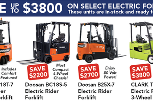 2023 Blowout Sale on Electric Forklift Equipment! 2023 Blowout Sale on Electric Forklift Equipment!