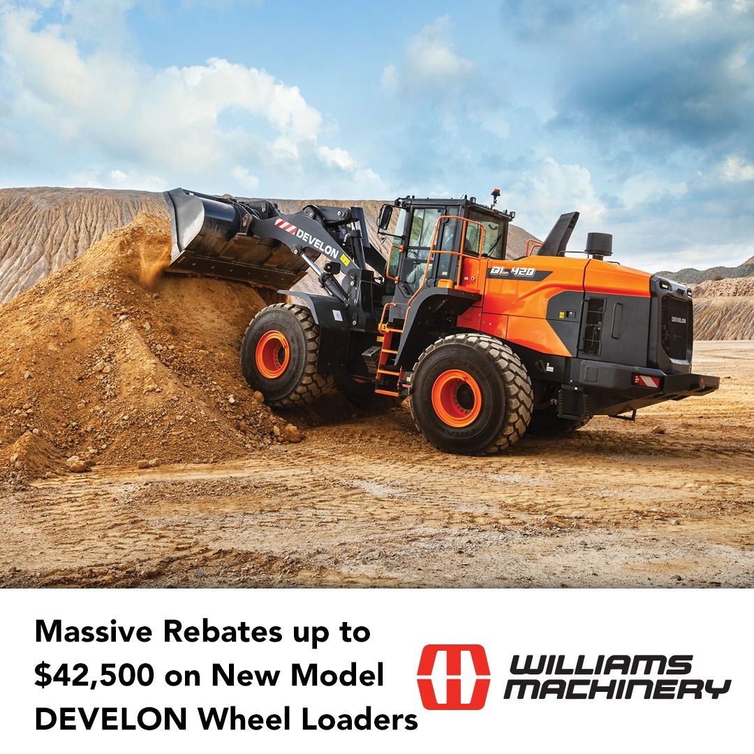 We've got amazing financing and rebate deals available on DEVELON Wheel Loader machines, from the DL200 to the DL580 these deals are available till July 2024. Visit our website or contact us to find out more about how you can save up to $42,500 through cash rebates! 0% Financing rates also available for up to 60 months.

#DEVELON #WheelLoader #DEVELONWheelLoader #DEVELONEquipment #DEVELONMachinery #ConstructonEquipment #ConstructionMachinery #MaterialHandling #HeavyEquipment #HeavyMachinery #Rebates #Financing #SpecialOffer