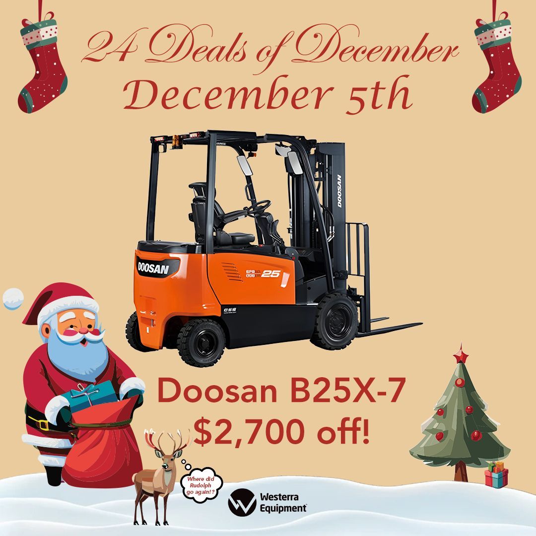 The deal of today for the 24 Deals of December is the fantastic Doosan B25X-7 Pneumatic forklift!🛍️

Save $2,700 on this capable forklift equipment while stocks last. Be sure to check in tomorrow to see what's next for the 24 Deals of December 🈹!

#forklift #forklifts #forkliftoperator #forkliftdriver #forkliftlife #forklifttraining #forkliftservice #forklifting #forkliftsales #forklifter #forkliftcertified #doosanforklift #doosan #doosaninfracore #doosanequipment #doosanstrong #christmas #christmasiscoming #christmasgifts #sale
