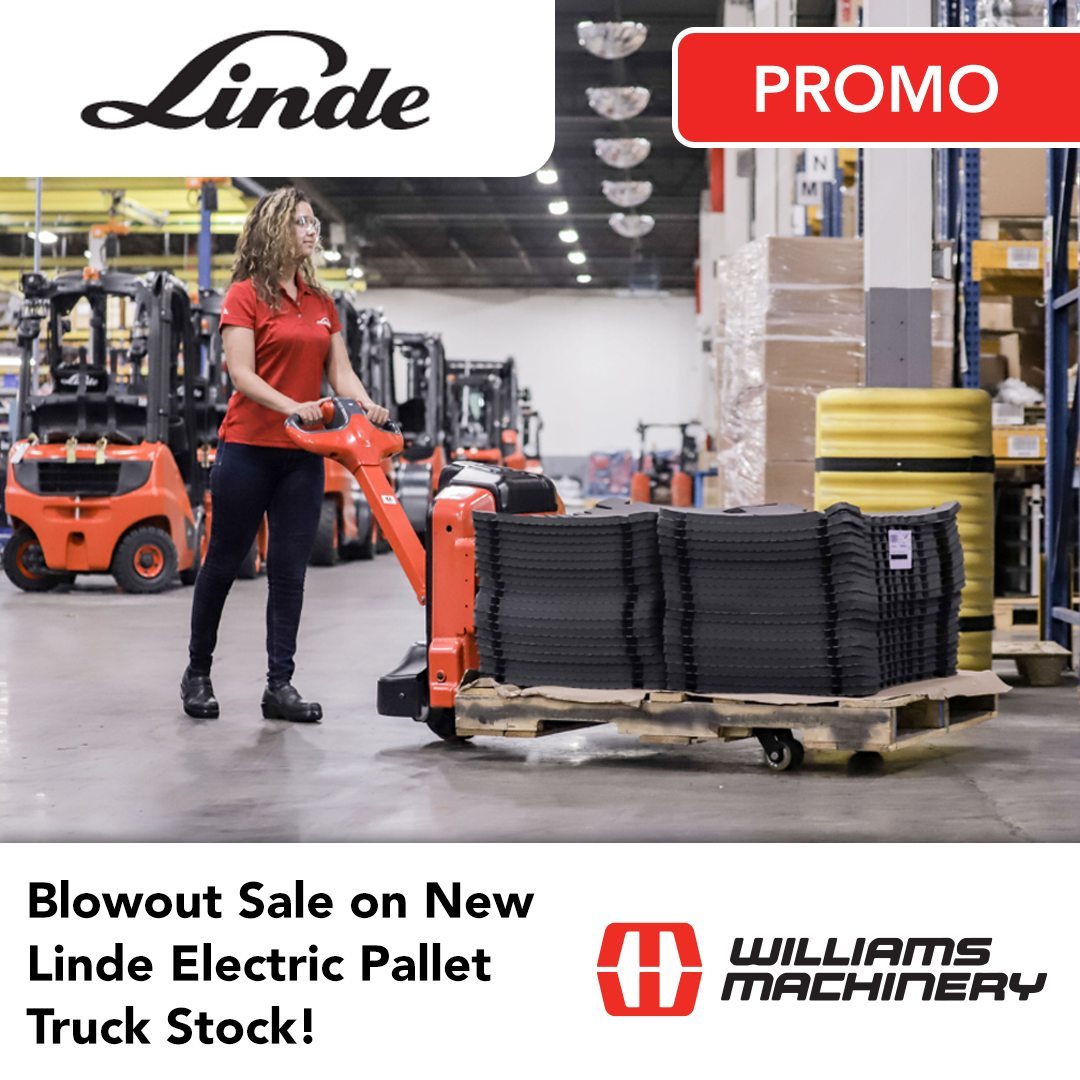 🌟 Blowout Special Alert! 🌟 Hurry, only limited quantities available!
Pick from our in-stock Linde M12, MT18, or MT20 electric pallet trucks – perfect for small retail, production lines, warehouses, and beyond.

✨ Save time
💪 Reduce strain
🏆 Superior maneuverability
🚀 Exceptional performance

This offer depends on unit availability and expires when all sale units are gone. It's valid on new equipment in Canada only. Check with your local dealer for terms and conditions. Don't miss out! 🔥 #BlowoutSpecial #LimitedTimeOffer #LindePalletTrucks #Linde #ElectricEquipment #SpecialOffer #PromotionalOffer #Sale