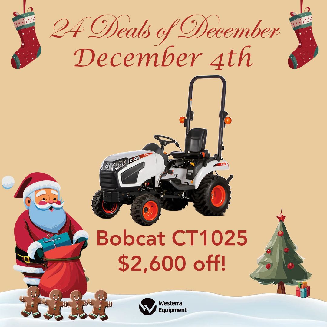 Here it is! Our 4th December Deal: Get $2,600 off the CT1025 Bobcat compact tractor! 🚜 Act fast—once stocks deplete, it's a wrap. 🔥 Check in tomorrow for the next December Deal and unlock savings of over $200,000 on equipment this month! 💰✨

#bobcat #bobcats #bobcatnation #bobcatequipment #bobcatcompany #bobcatfamily #bobcatlife #bobcatturf #tractor #contractor #tractors #tractorlife #AnimalTough #CompactTractor #BobcatTractor #SpecialOffer #Deals #Sale #EndofyearSale #WinterSale #Discount