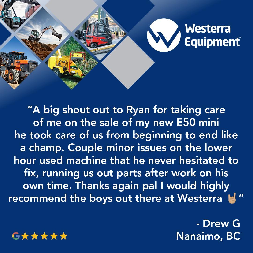 Raving Shout out the Nanaimo branch for this 5 star review. We aim to go above and beyond with our service! Contact us to see how we can help you...

#WesterraEquipment #CustomerStory #Google #Victoria #CustomerExperience #Testimonial #Review